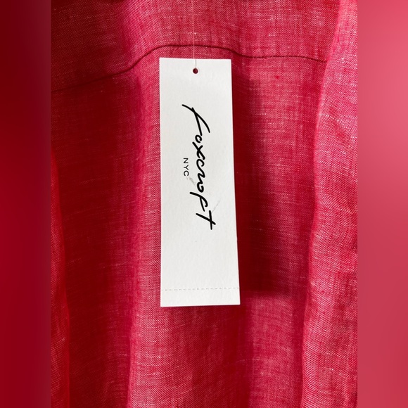 NEW Foxcroft XXL 100% Linen Button Up Shirt Pink Blouse Top - Picture 5 of 11